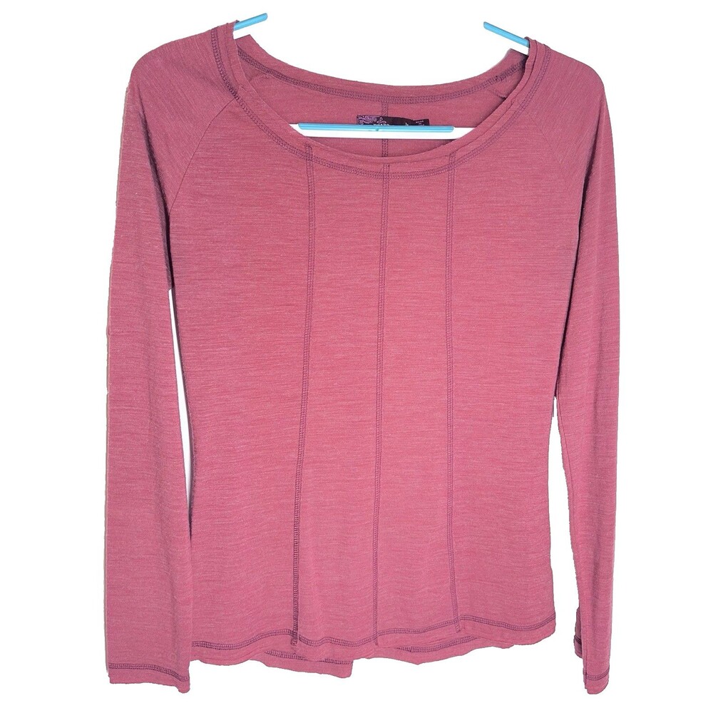 Prana L/S Crewneck Baselayer Shirt Wool Blend Hiking Outdoors Red Women’s Medium
